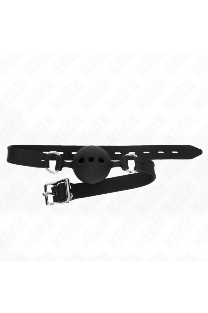 KINK - BAVAGLIO IN SILICONE INTERO 55 x 2 CM CON SFERA DA 5 CM MISURA L NERO REGOLABILE 35-51 CM