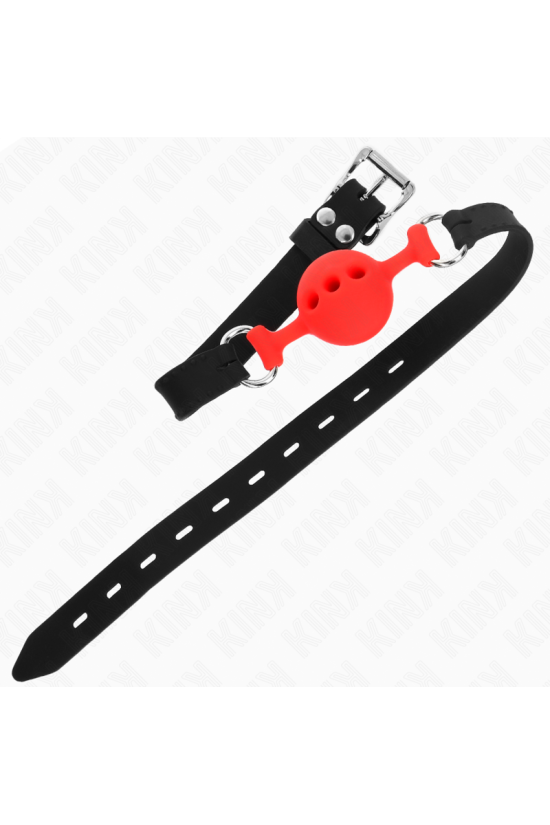 KINK - BAVAGLIO IN SILICONE INTERO 55 x 2 CM CON SFERA DA 4 CM MISURA S ROSSO REGOLABILE 35-51 CM