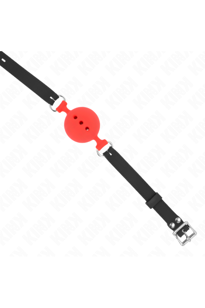 KINK - BAVAGLIO IN SILICONE INTERO 55 x 2 CM CON SFERA DA 5 CM MISURA L ROSSO REGOLABILE 35-51 CM