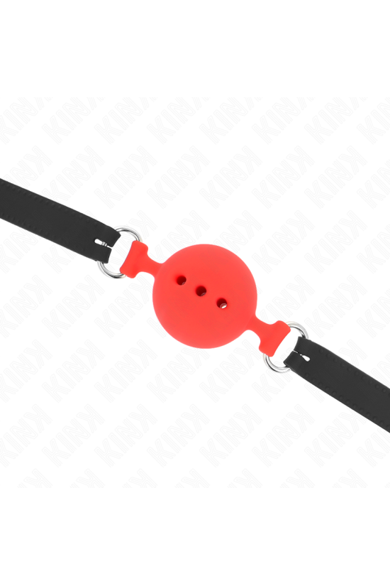 KINK - BAVAGLIO IN SILICONE INTERO 55 x 2 CM CON SFERA DA 5 CM MISURA L ROSSO REGOLABILE 35-51 CM