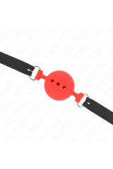 KINK - BAVAGLIO IN SILICONE INTERO 55 x 2 CM CON SFERA DA 5 CM MISURA L ROSSO REGOLABILE 35-51 CM