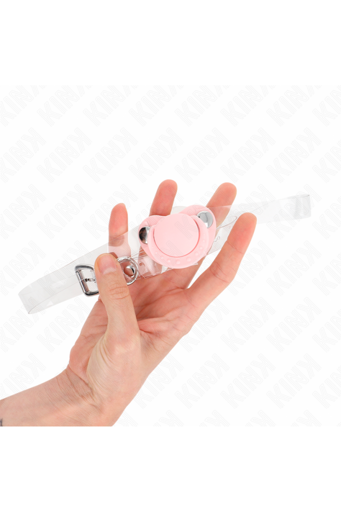 KINK - BAVAGLIO A FORMA DI CIUCCIO ROSA 5.5 x 4 CM REGOLABILE 43-60 CM