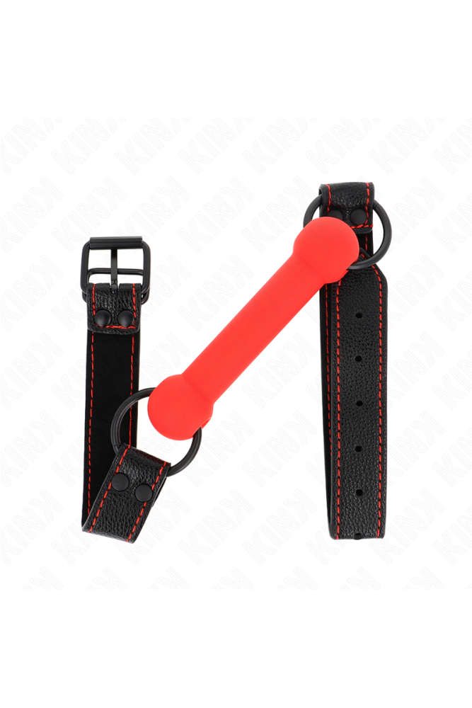 KINK - BONE GAG CON CINTURINO IN SIMILPELLE ROSSO REGOLABILE 41-57 CM