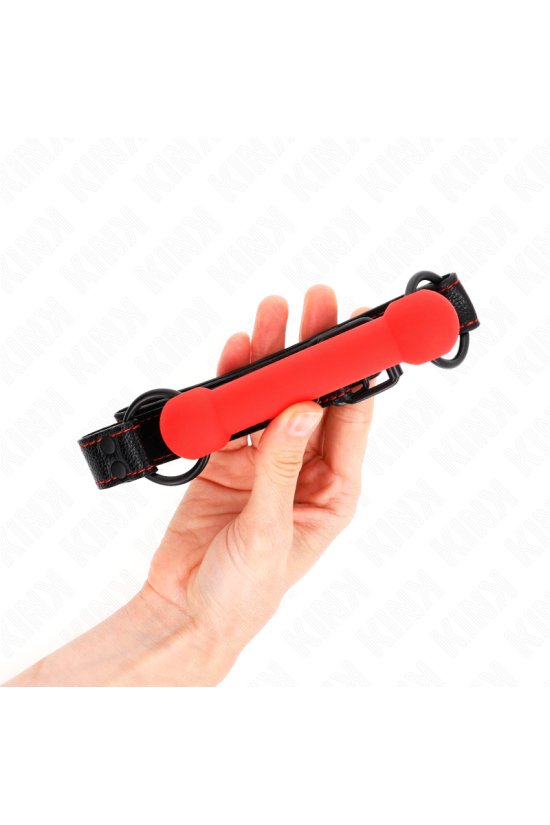 KINK - BONE GAG CON CINTURINO IN SIMILPELLE ROSSO REGOLABILE 41-57 CM