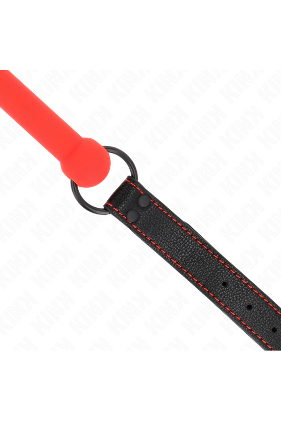 KINK - BONE GAG CON CINTURINO IN SIMILPELLE ROSSO REGOLABILE 41-57 CM