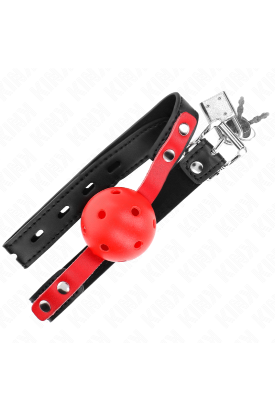 KINK - PALLA DURA CAVA ROSSA 4 CM GAG NERO CINTURINO 60 x 2 CM REGOLABILE 37-52 CM