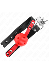 KINK - PALLA DURA CAVA ROSSA 4 CM GAG NERO CINTURINO 60 x 2 CM REGOLABILE 37-52 CM