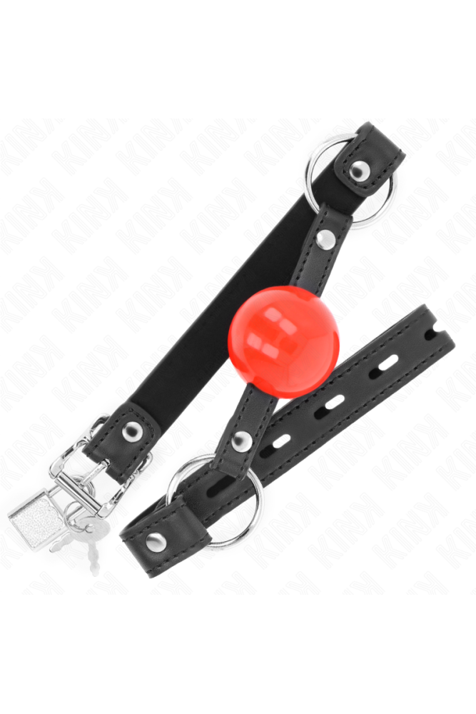 KINK - BALL 4 CM GAG CON SERRATURA SFERA ROSSA CINTURINO NERO 60 x 2 CM