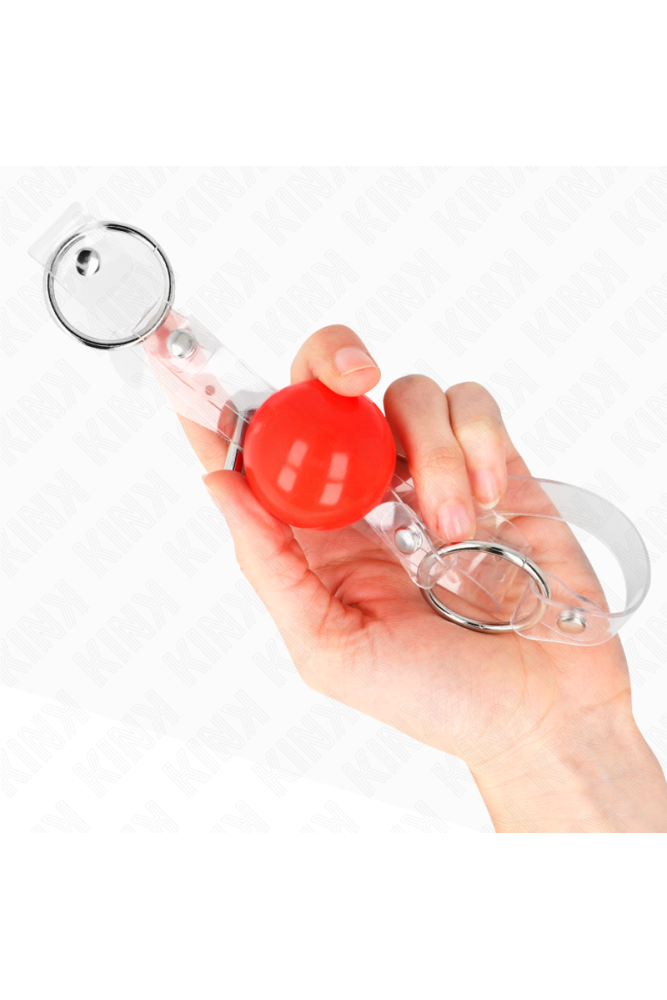 KINK - PALLA IN PVC TRASPARENTE ROSSA BAVAGLIO 4 CM REGOLABILE