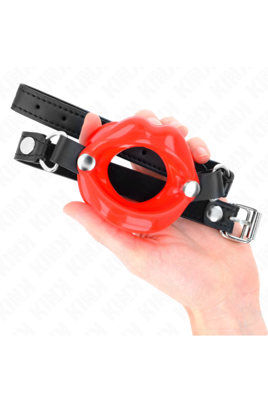 KINK - BAVAGLIO LIP 8 CM CON CINTURINO IN SIMILPELLE ROSSO 63 x 2 CM REGOLABILE 39-58 CM