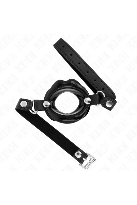 KINK - BAVAGLIO LIP 8 CM CON CINTURINO IN SIMILPELLE NERA 63 x 2 CM REGOLABILE 39-58 CM