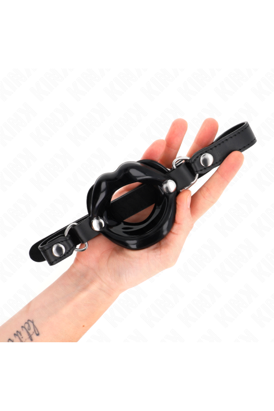 KINK - BAVAGLIO LIP 8 CM CON CINTURINO IN SIMILPELLE NERA 63 x 2 CM REGOLABILE 39-58 CM