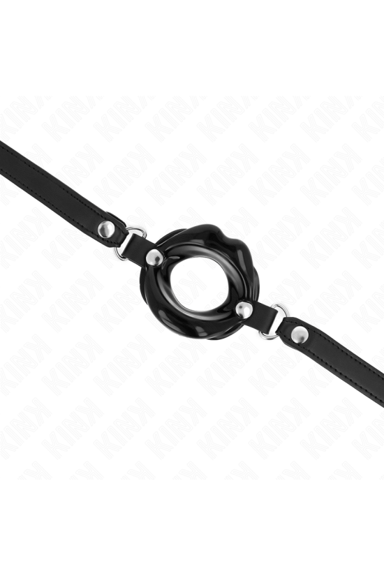 KINK - BAVAGLIO LIP 8 CM CON CINTURINO IN SIMILPELLE NERA 63 x 2 CM REGOLABILE 39-58 CM