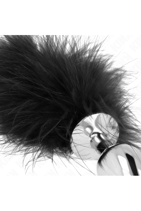 KINK - PLUG ANALE IN ACCIAIO INOSSIDABILE 11 x 7 CM CON PIUMA 11 CM