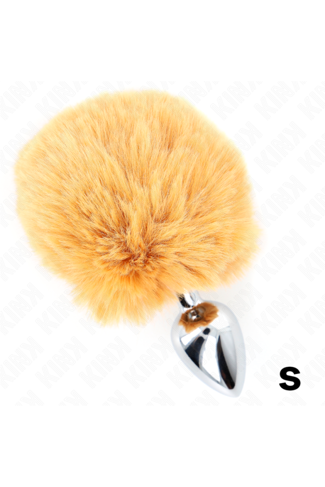 KINK - SPINA IN ACCIAIO INOSSIDABILE 7 x 3 CM CON CODA DI CONIGLIO IN ECOPELLICCIA BEIGE 8 CM