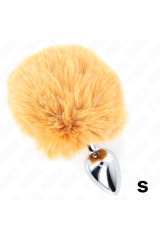 KINK - SPINA IN ACCIAIO INOSSIDABILE 7 x 3 CM CON CODA DI CONIGLIO IN ECOPELLICCIA BEIGE 8 CM