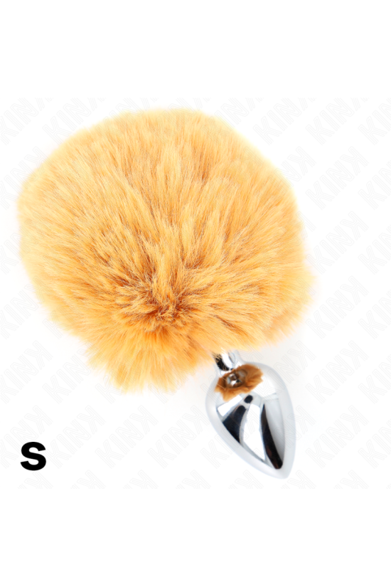 KINK - SPINA IN ACCIAIO INOSSIDABILE 7 x 3 CM CON CODA DI CONIGLIO IN ECOPELLICCIA BEIGE 8 CM