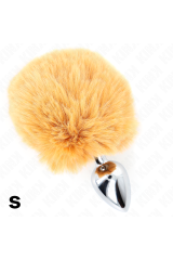 KINK - SPINA IN ACCIAIO INOSSIDABILE 7 x 3 CM CON CODA DI CONIGLIO IN ECOPELLICCIA BEIGE 8 CM