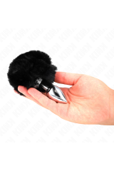 KINK - SPINA IN ACCIAIO INOSSIDABILE 7 x 3 CM CON CODA DI CONIGLIO IN ECOPELLICCIA NERA 8 CM