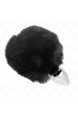 KINK - SPINA IN ACCIAIO INOSSIDABILE 7 x 3 CM CON CODA DI CONIGLIO IN ECOPELLICCIA NERA 8 CM