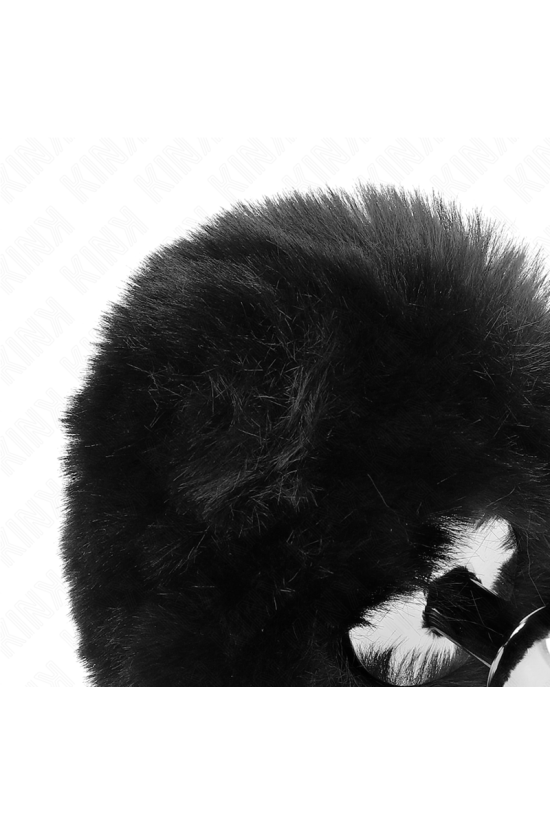 KINK - SPINA IN ACCIAIO INOSSIDABILE 7 x 3 CM CON CODA DI CONIGLIO IN ECOPELLICCIA NERA 8 CM