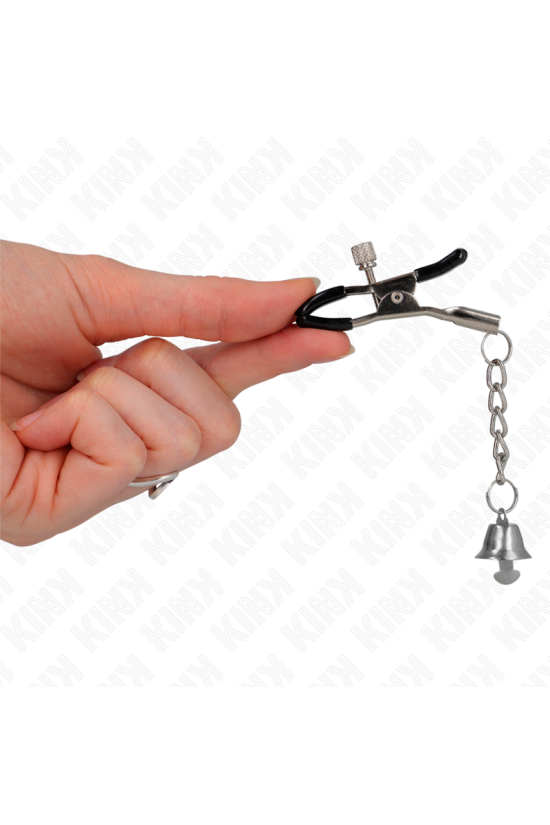 KINK - MORSETTI PER CAPEZZOLI CON CIONDOLO CAMPANELLA IN ARGENTO 6 CM