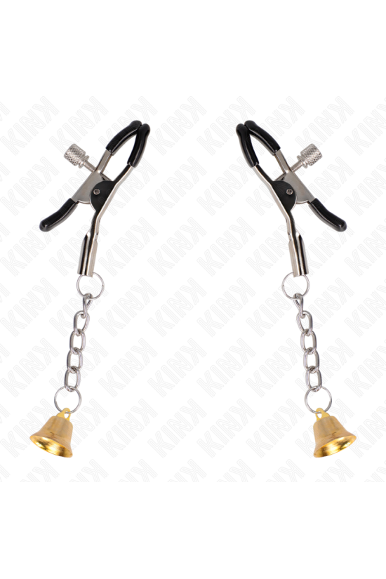 KINK - MORSETTI PER CAPEzzoli CON PENDENTE CAMPANELLA IN ORO 6 CM