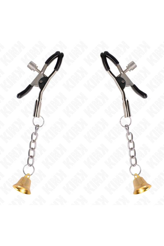 KINK - MORSETTI PER CAPEzzoli CON PENDENTE CAMPANELLA IN ORO 6 CM