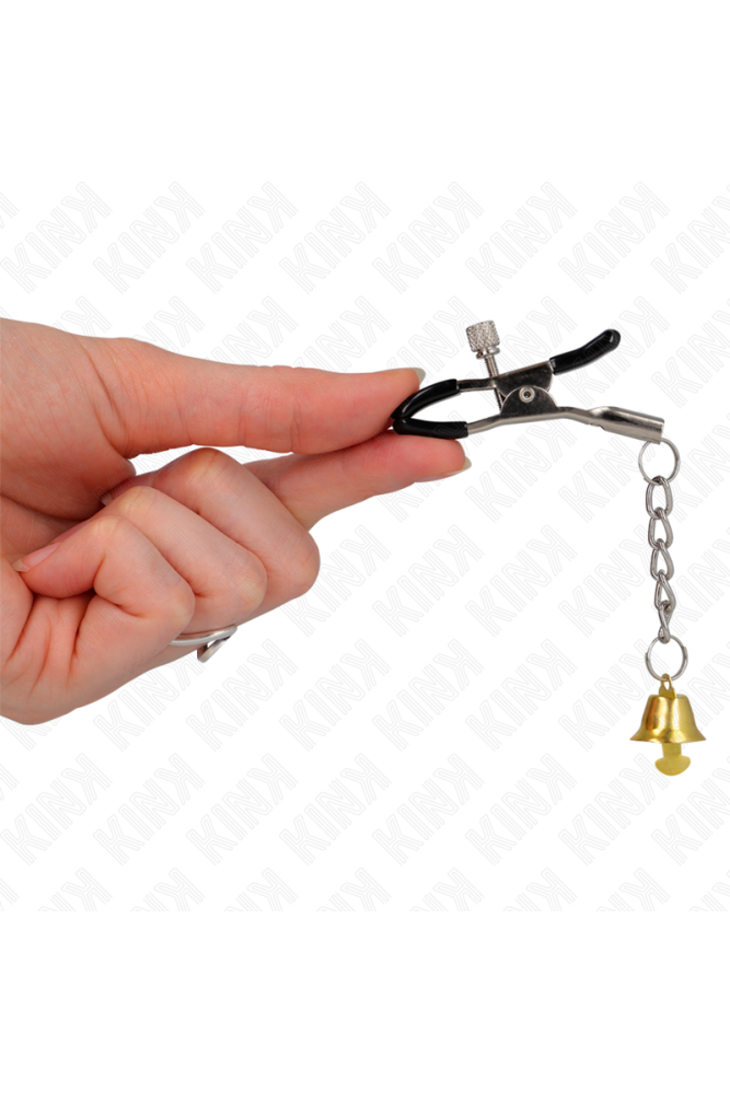 KINK - MORSETTI PER CAPEzzoli CON PENDENTE CAMPANELLA IN ORO 6 CM