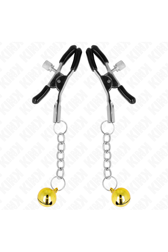 KINK - MORSETTI PER CAPEZZOLI CON PENDENTE JINGLE BELL ORO 6 CM