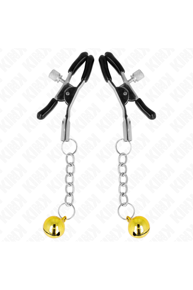 KINK - MORSETTI PER CAPEZZOLI CON PENDENTE JINGLE BELL ORO 6 CM