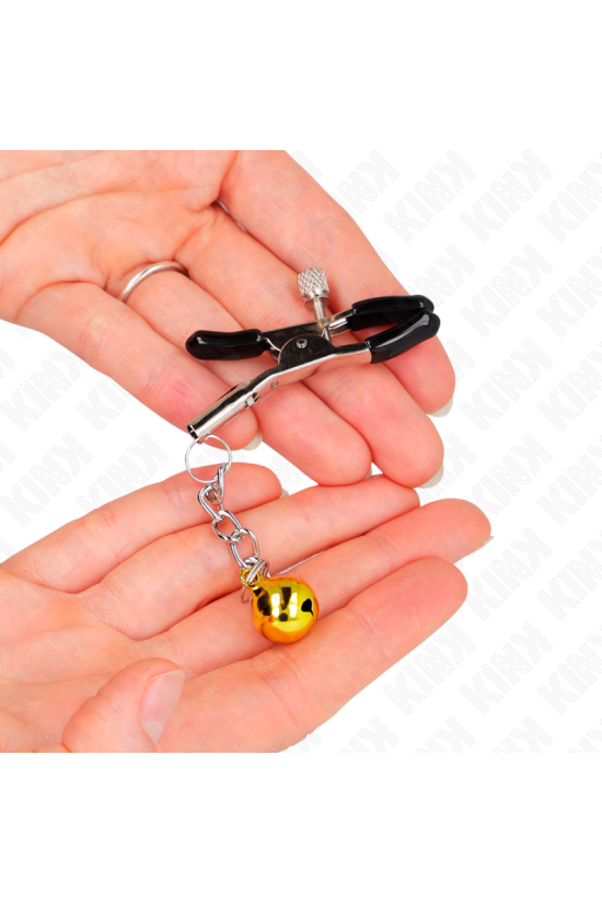 KINK - MORSETTI PER CAPEZZOLI CON PENDENTE JINGLE BELL ORO 6 CM