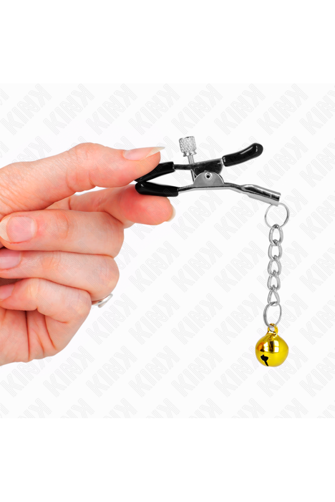KINK - MORSETTI PER CAPEZZOLI CON PENDENTE JINGLE BELL ORO 6 CM