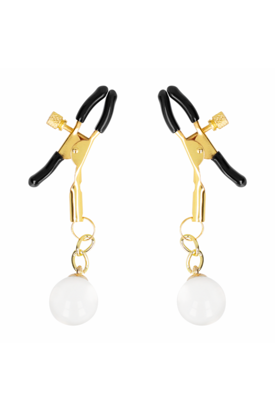 KINK - MORSETTI PER CAPEZZOLI CON PERLINE DI VETRO ORO 6 CM