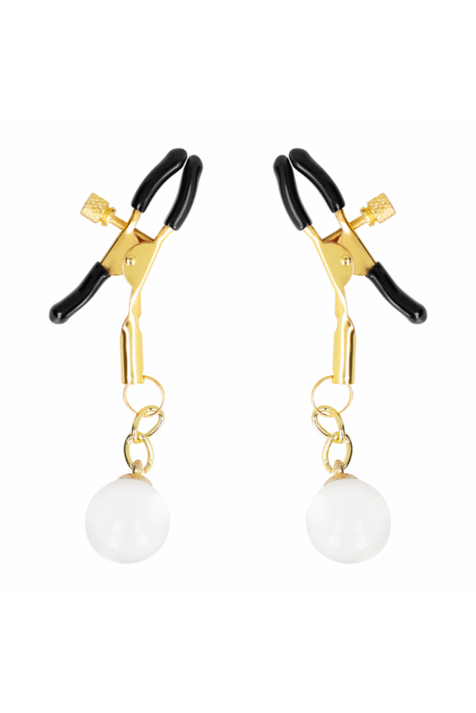 KINK - MORSETTI PER CAPEZZOLI CON PERLINE DI VETRO ORO 6 CM