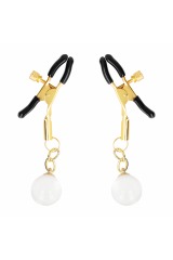 KINK - MORSETTI PER CAPEZZOLI CON PERLINE DI VETRO ORO 6 CM