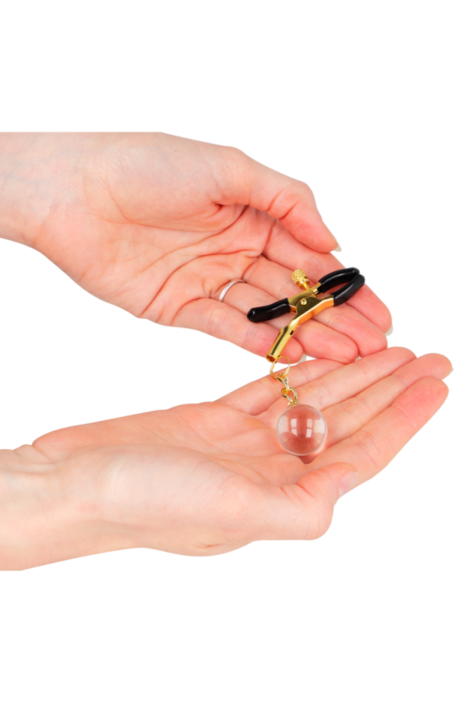 KINK - MORSETTI PER CAPEZZOLI CON PERLINE DI VETRO ORO 6 CM