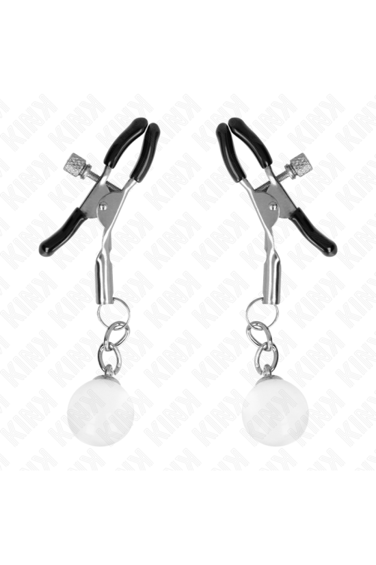 KINK - MORSETTI PER CAPEZZOLI PERLINE DI VETRO ARGENTO 6 CM