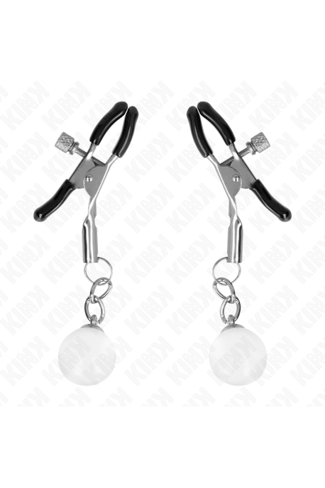 KINK - MORSETTI PER CAPEZZOLI PERLINE DI VETRO ARGENTO 6 CM