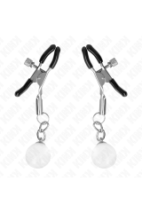 KINK - MORSETTI PER CAPEZZOLI PERLINE DI VETRO ARGENTO 6 CM