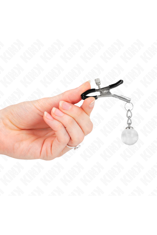 KINK - MORSETTI PER CAPEZZOLI PERLINE DI VETRO ARGENTO 6 CM