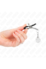 KINK - MORSETTI PER CAPEZZOLI PERLINE DI VETRO ARGENTO 6 CM