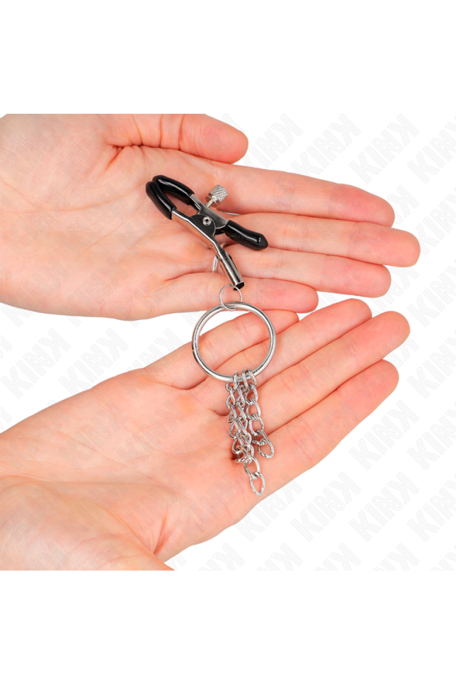 KINK - MORSETTO PER CAPEZZOLO O RING E CATENELLA ARGENTO 6 CM