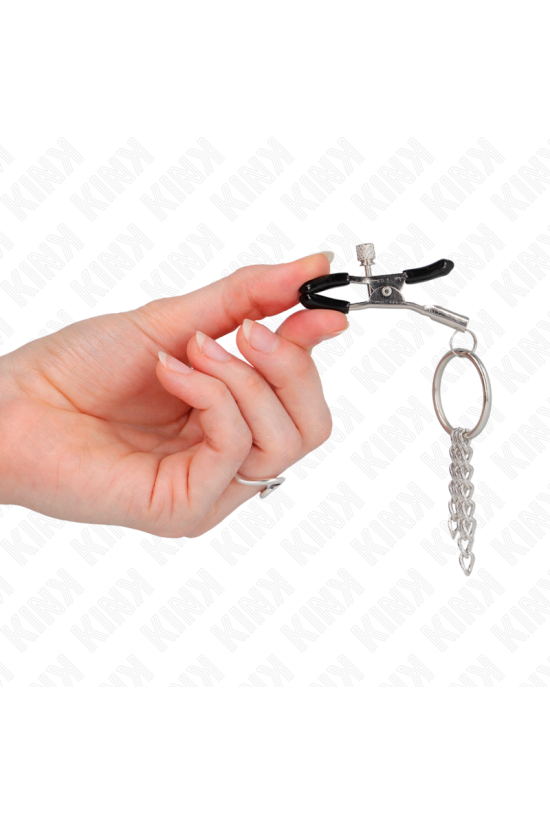 KINK - MORSETTO PER CAPEZZOLO O RING E CATENELLA ARGENTO 6 CM