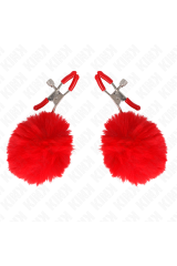 KINK - PINZA PER CAPEZZOLI CON SFERA IN ECOPELLICCIA ROSSO 6 CM