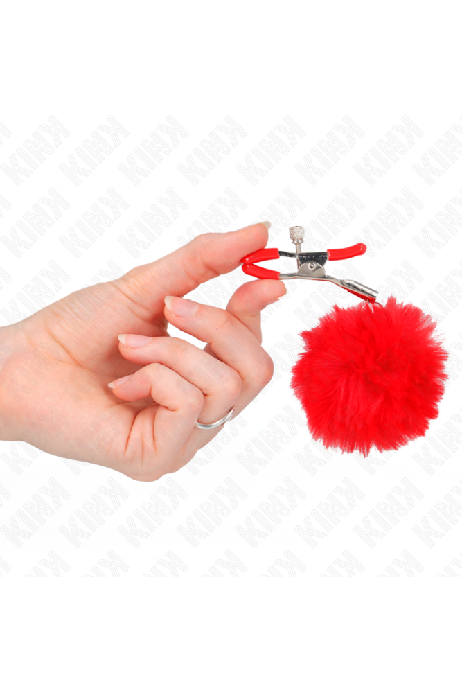 KINK - PINZA PER CAPEZZOLI CON SFERA IN ECOPELLICCIA ROSSO 6 CM