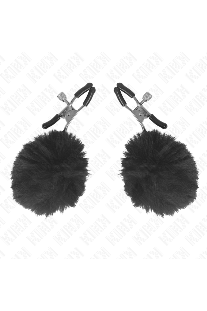 KINK - MORSETTO PER CAPEZZOLI CON SFERA IN ECOPELLICCIA NERA 6 CM