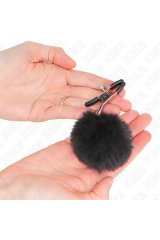 KINK - MORSETTO PER CAPEZZOLI CON SFERA IN ECOPELLICCIA NERA 6 CM