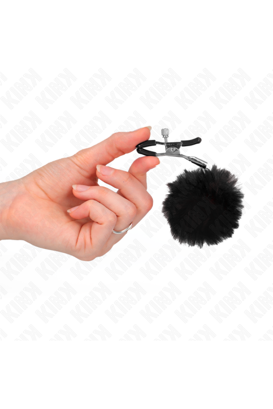 KINK - MORSETTO PER CAPEZZOLI CON SFERA IN ECOPELLICCIA NERA 6 CM