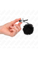 KINK - MORSETTO PER CAPEZZOLI CON SFERA IN ECOPELLICCIA NERA 6 CM